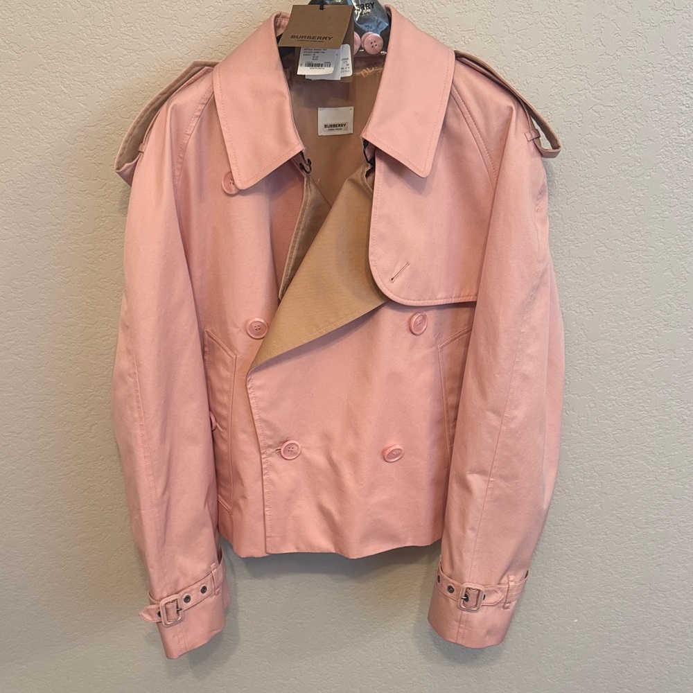 Authentic! Burberry Pink Double-Breasted Trench Coat.